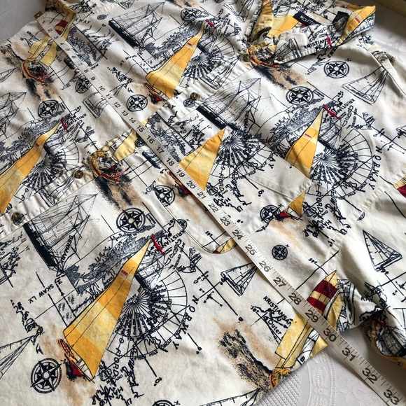 Puritan Casual Button-Down Shirt Men’s Size 3XL Short Sleeves Sailing Boats - Picture 5 of 13